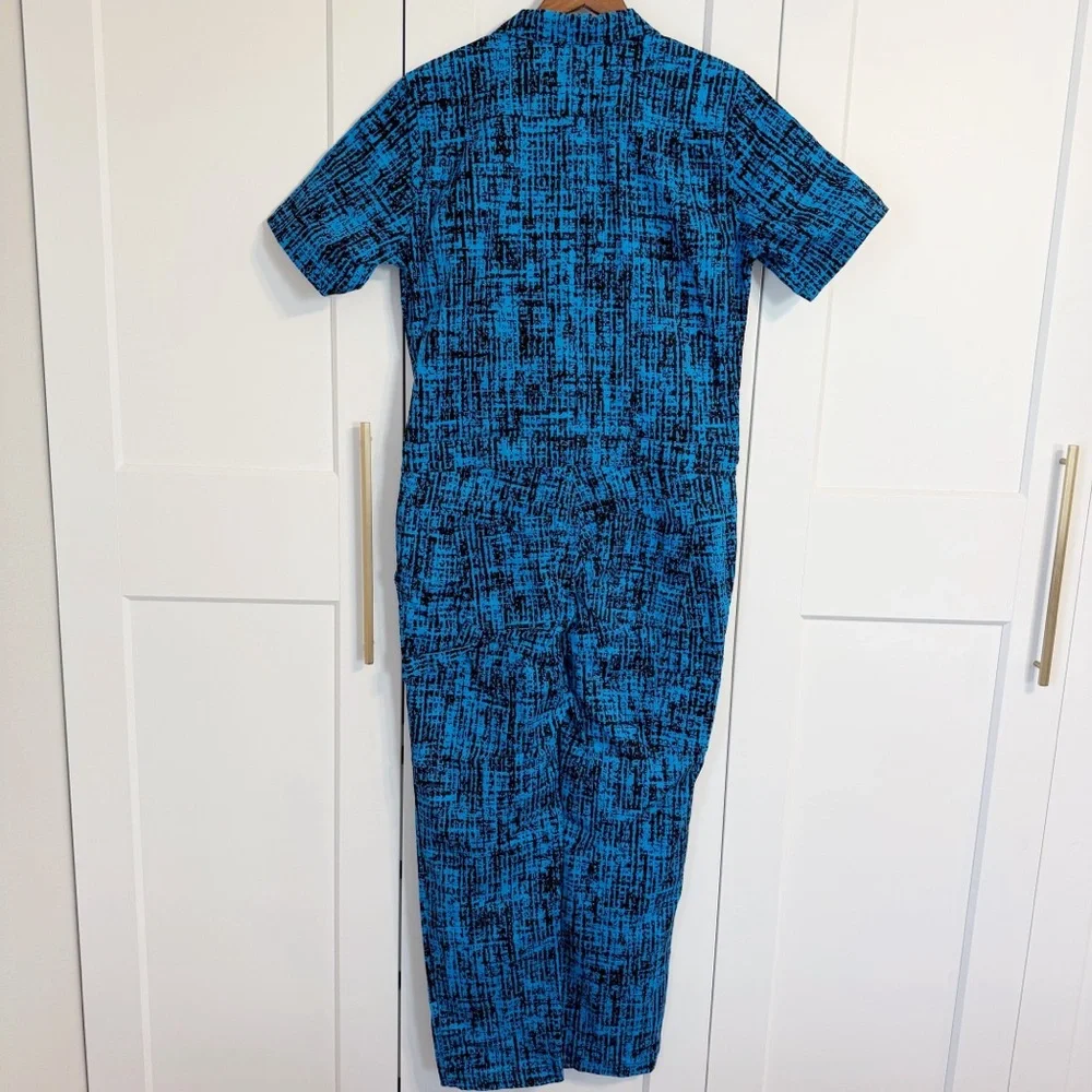Wildfang Blue Black Printed Short-Sleeve Jumpsuit - Picture 4 of 6